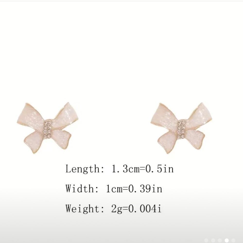 🎀Ivory Swirl Gold Tone Sparkly Bowknot Post Back Stud Earrings💝 - Picture 3 of 5
